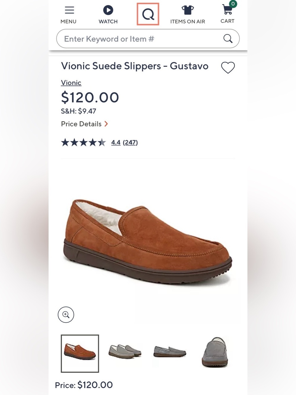 Vionic NWOT Men Gustavo Suede Faux Shear Slipper Water Repellent Toffee Size 7